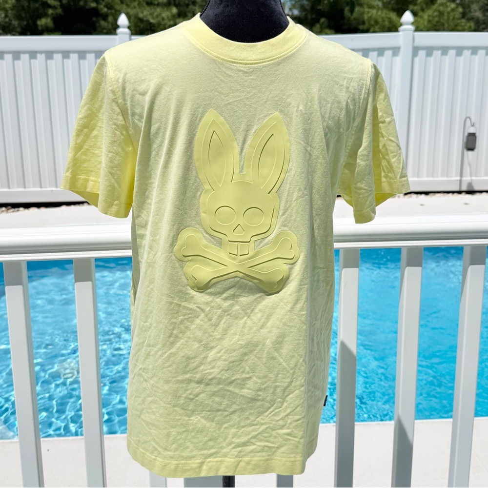 Psycho Bunny NWT Men’s Damon Graphic Classic Crew Neck Tee in Yellow Iris Small